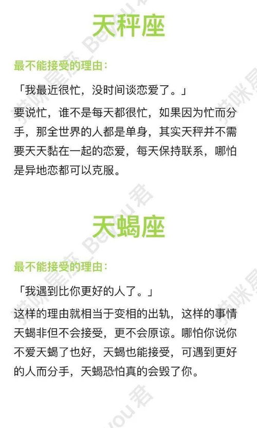 12星座最不能接受的分手理由是什么 天蝎的太无语了 这样的双鱼还不好好珍惜 