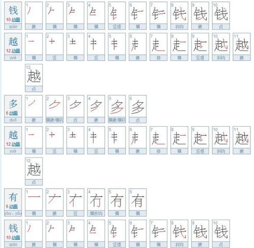 越多越有钱 一共有多少笔画 