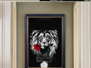 欧式狮子人身红玫瑰黑色调复古油画装饰画图片下载 抽象装饰画大全 现代简约装饰画编号 16967043 
