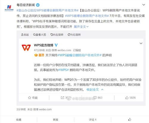 WPS被曝删除用户文件 律师 不认为有正规企业会这么做