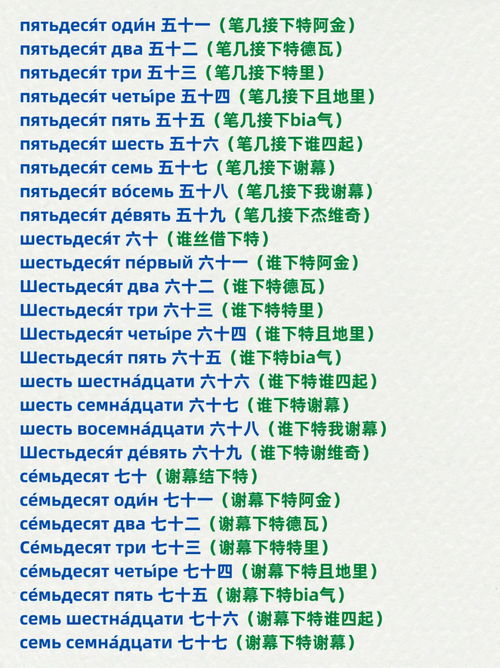 俄语数字1到1000书写 汉语谐音 