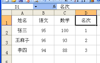 excel里面多行多列成绩高低名次如何排序 如下图所示